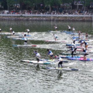 第二届全国全民健身大赛（湖南赛区）桨板比赛在北湖开赛