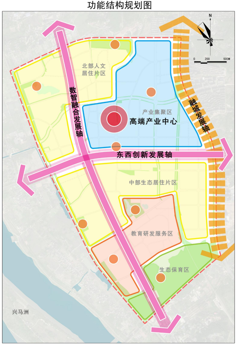 暮云西片国土空间控制性详细规划修编功能结构规划图