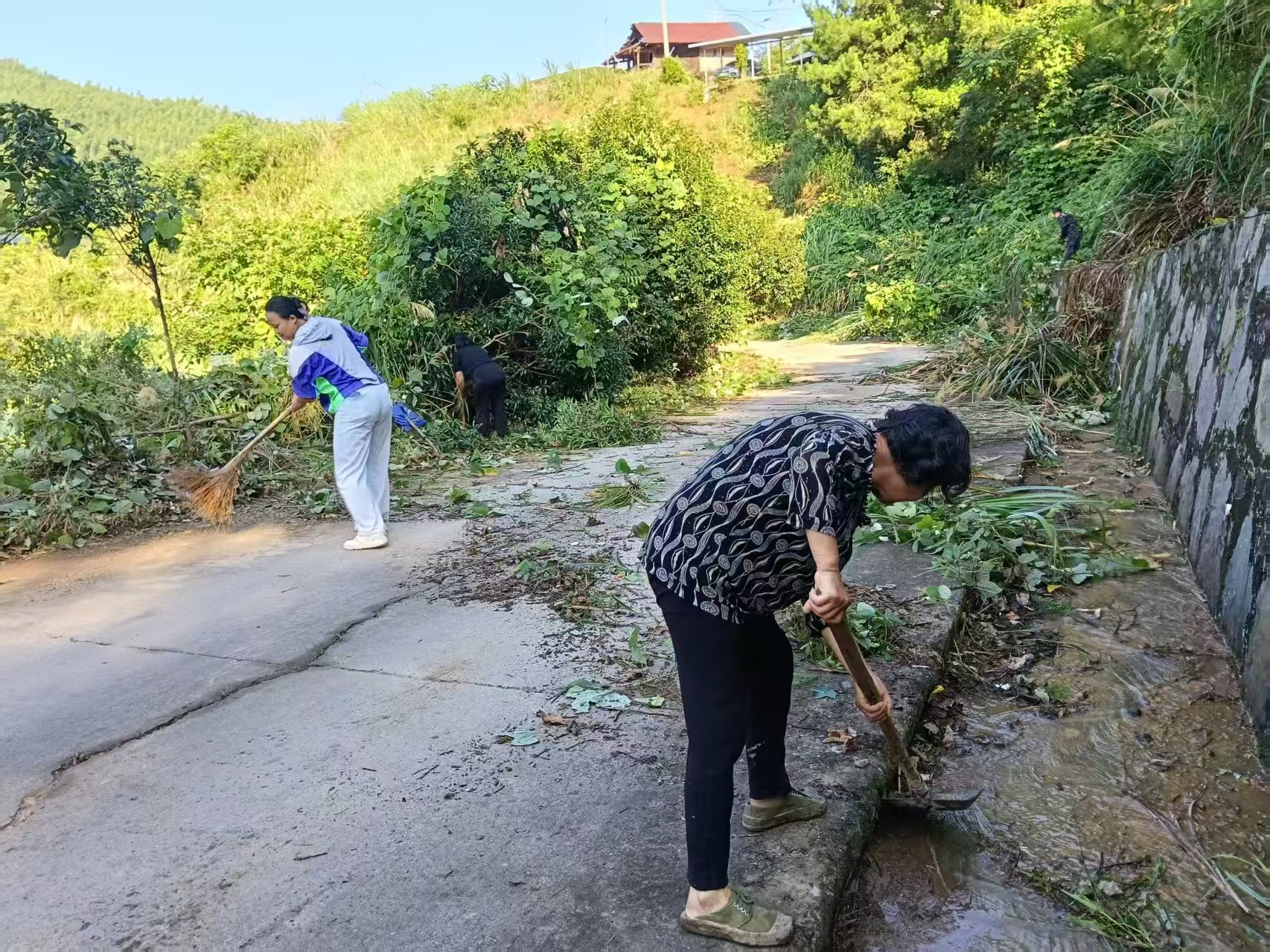 清沟除障护民生 党员先锋显担当
——龙船塘瑶族乡开展汛期道路清障志愿服务活动