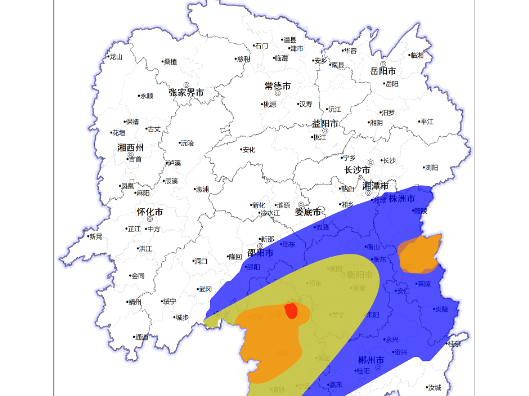 祁阳市山洪灾害风险红色预警，永州、长沙、株洲、湘潭、衡阳、邵阳、郴州、娄底等市请注意防范