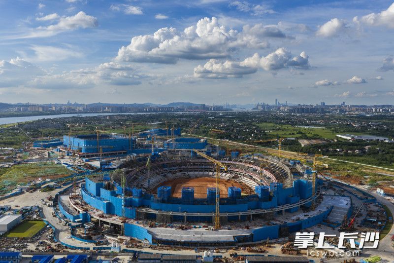 2026年8月3日,长沙奥体中心建设现场,一片繁忙。黄启晴 摄 图片来源:掌上长沙