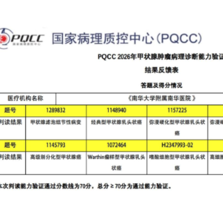满分!南华医院病理科通过国家级甲状腺肿瘤病理诊断能力验证