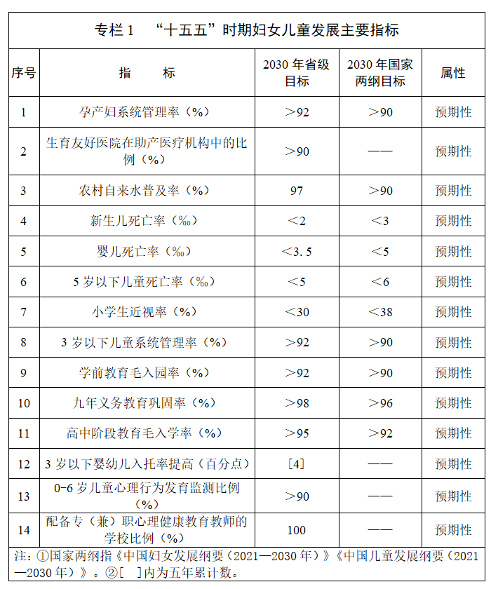 《湖南省妇女儿童发展“十五五”规划》（全文）